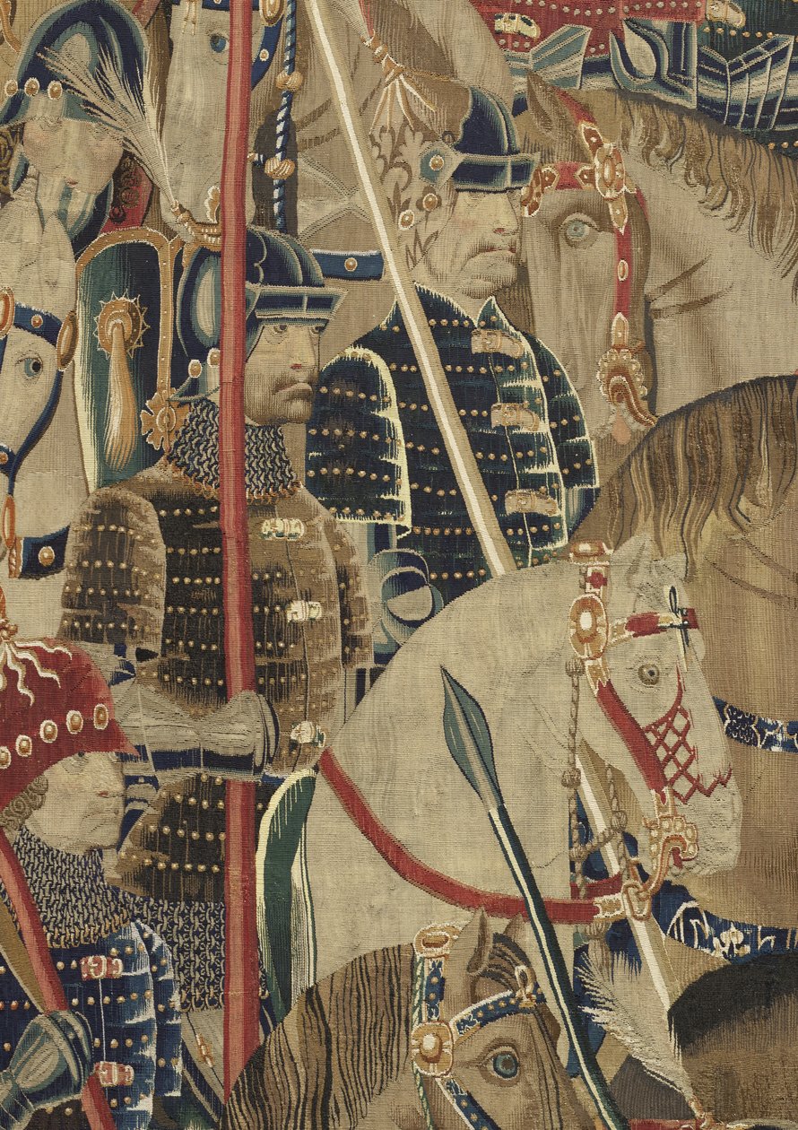 Gobelin, der viser erobringerne af kong Alfonso V af Portugal (Conquistas de Alfonso V de Portugal), Tournai. Detalje. (uld og silke) af Flemish School