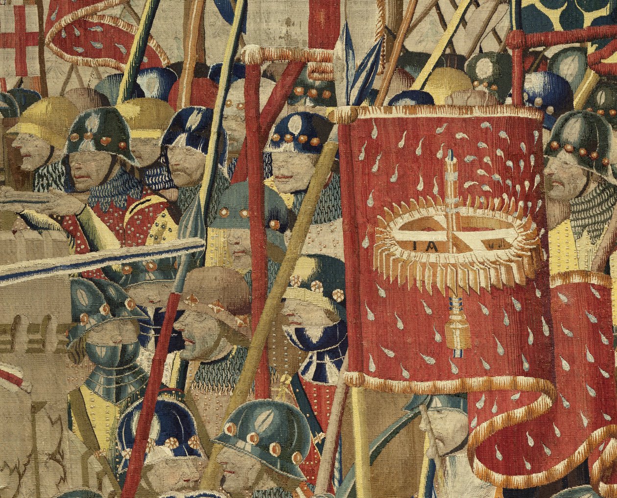 Gobelin, der viser erobringerne af kong Alfonso V af Portugal (Conquistas de Alfonso V de Portugal), Tournai. Detalje. (uld og silke) af Flemish School