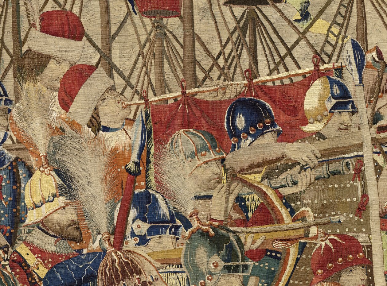 Tapestry showing the Conquests of king Alfonso V of Portugaldani af Flemish School