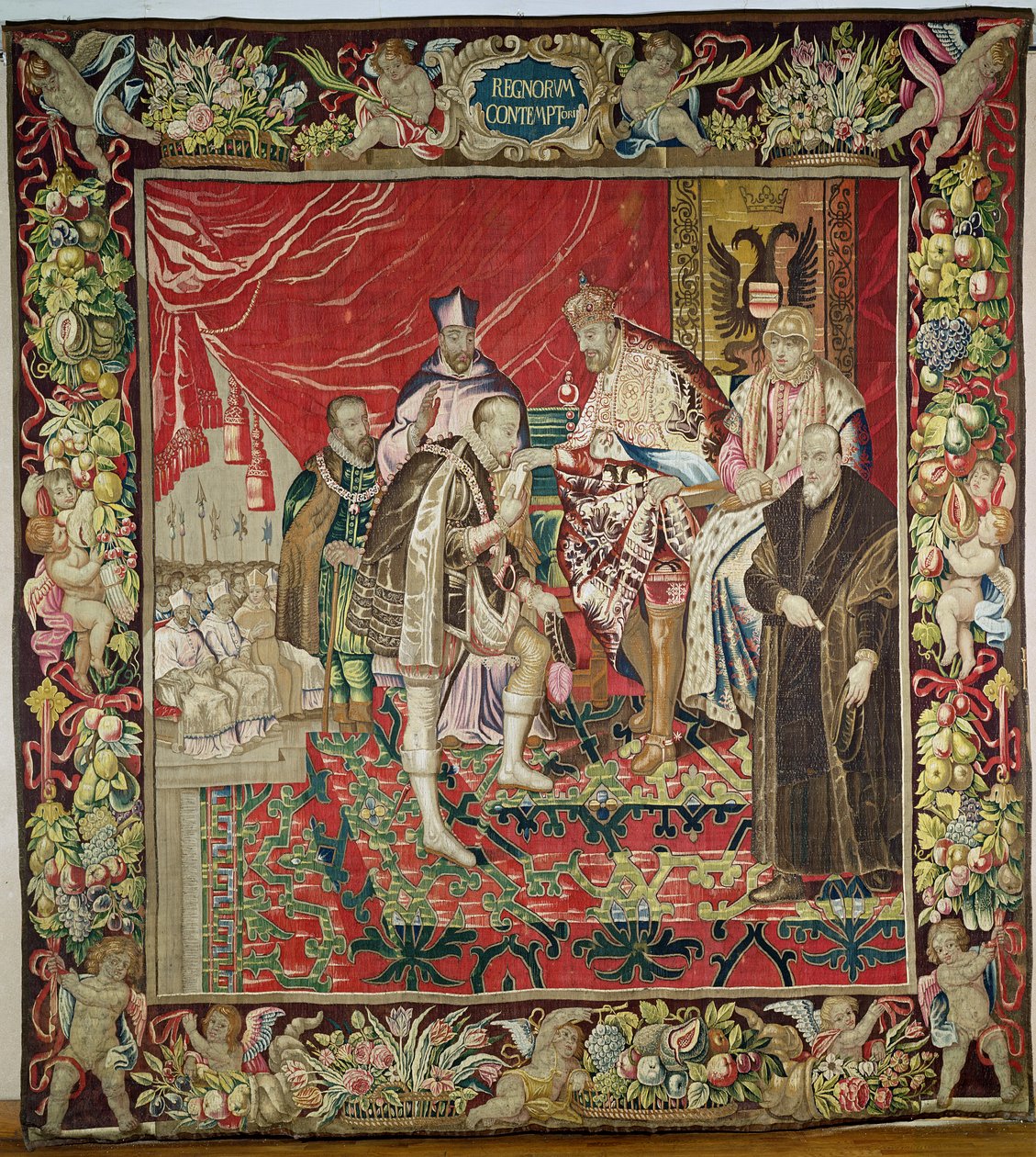 The Abdication of Charles V (1500-58) fra The Tapestry of Charles Quint, c.1630-40 af Flemish School