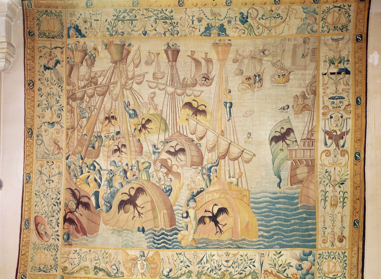 Slaget ved Tunis eller slaget ved Lepanto af Flemish School