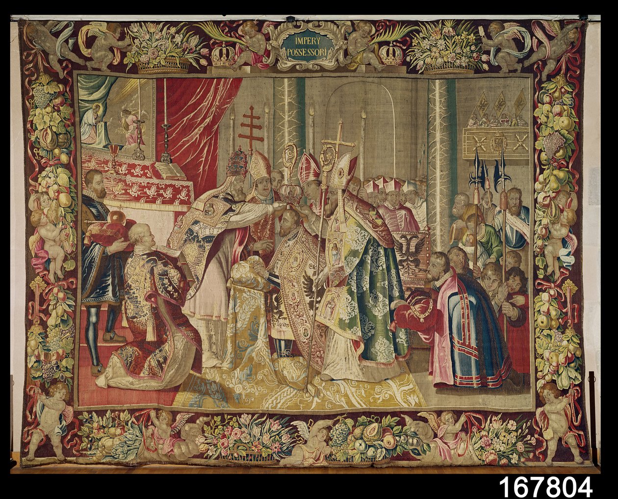 The Coronation of Charles V (1500-58) fra The Tapestry of Charles Quint, c.1630-40 af Flemish School