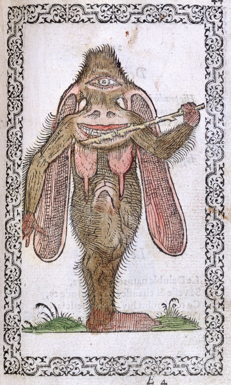 The Cyclops, illustration fra The Habits and Portraits of Almost All Nations and Contemporary Nations af Jean Sluperji, Antwerpen, 1572 (farvet træsnit) af Flemish School
