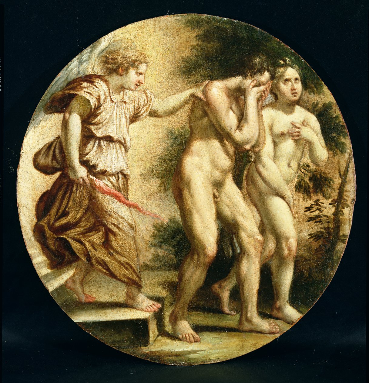 Uddrivelsen fra haven, ca. 1600 (olie på poppeltræpanel) af Flemish School