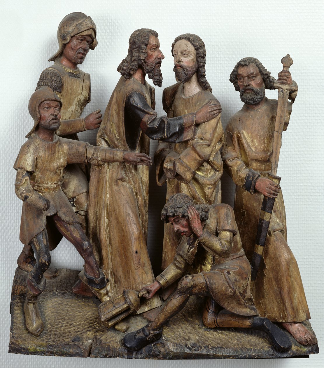 The Kiss of Judas, fra Antwerpen (polykromt træ) af Flemish School