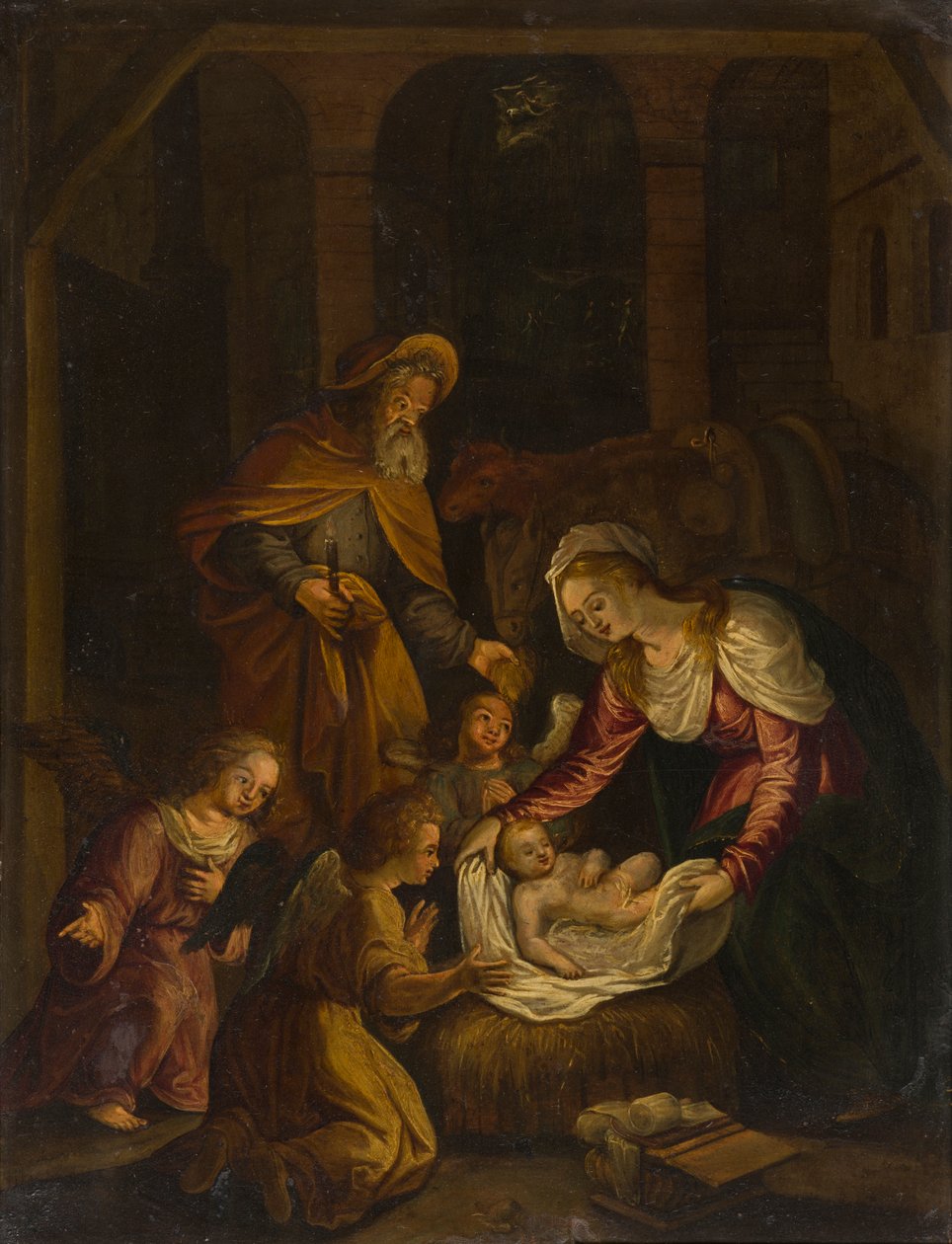 The Nativity, ca. 1601-99 (olie på lærred) af Flemish School