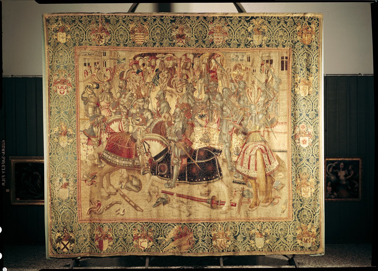 The Tournament, lodret vævetæppe fra værkstedet i Bruxelles, ca. 1497 af Flemish School