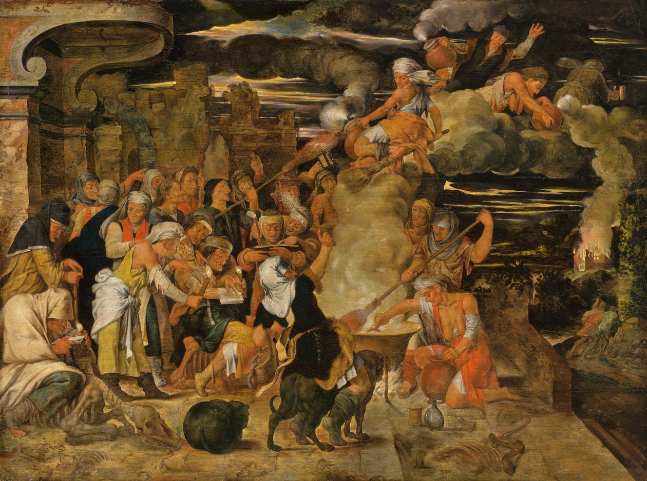 Heksenes sabbat (olie på panel) af Flemish School