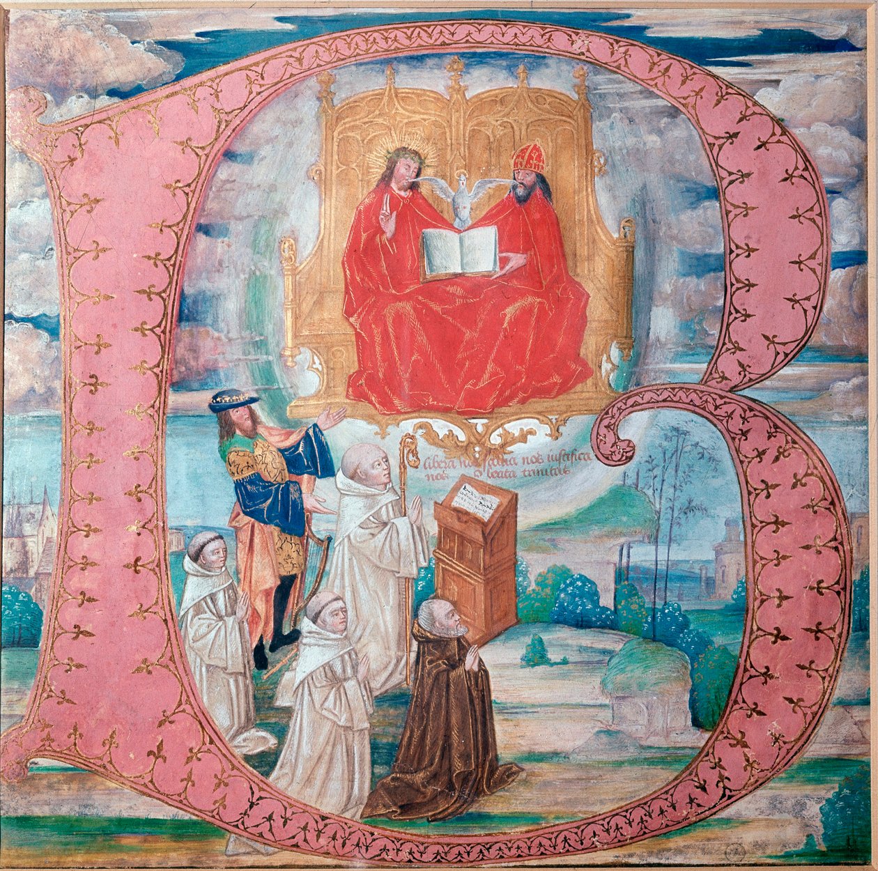 Den hellige treenighed, begyndelsesbogstav B (miniature af Flemish School