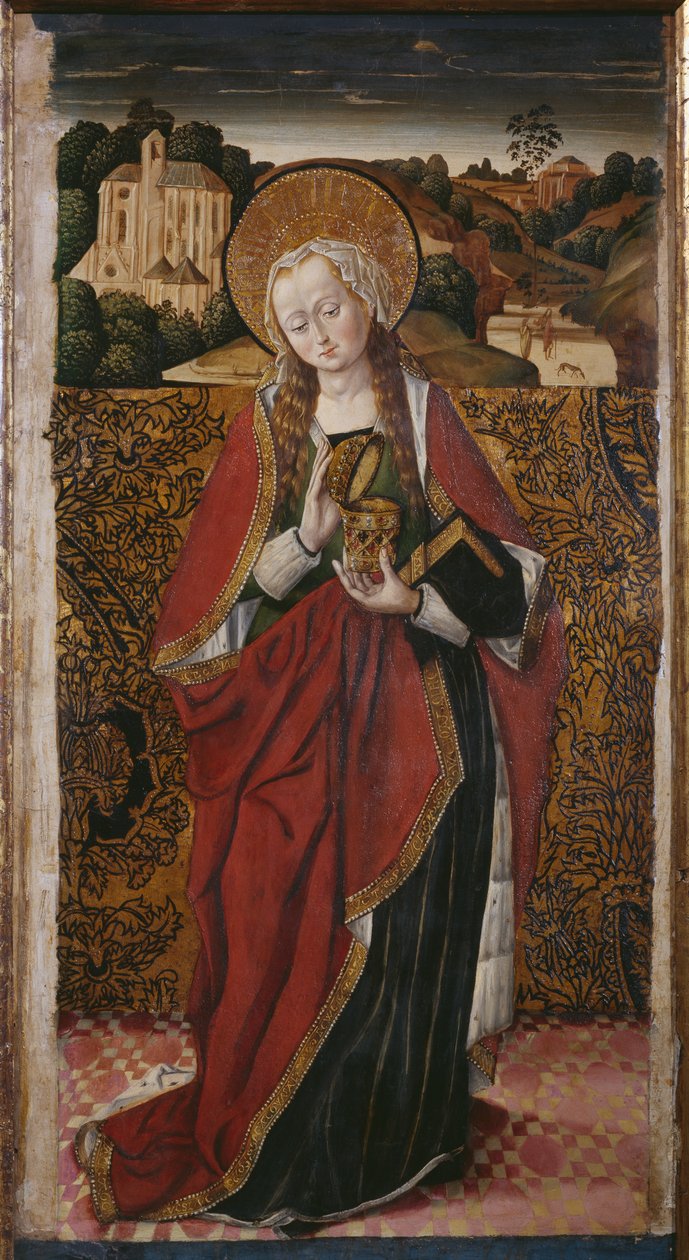 Triptykon, St. Mary Magdalene, højre panel (se også 345909, 345910) af Flemish School