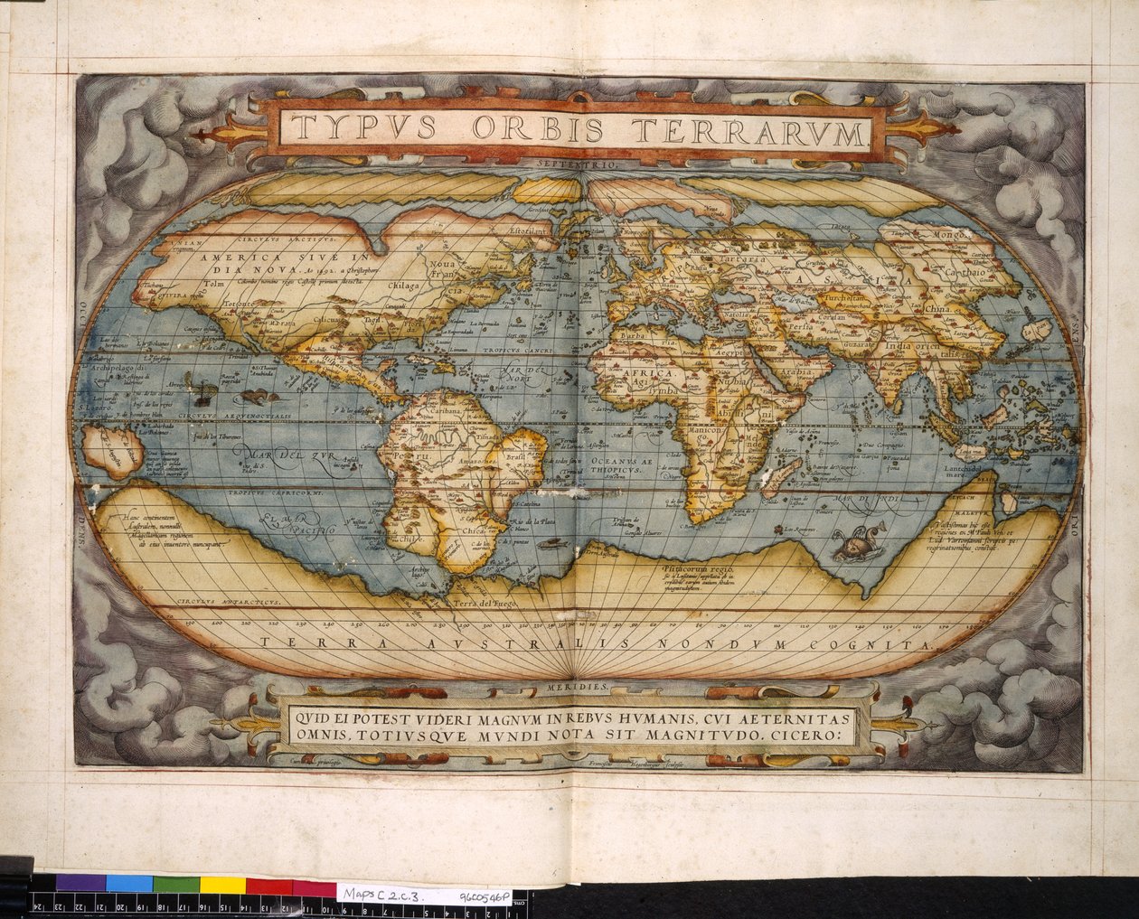 Verdenskort, Theatrum Orbis Terrarum, af Abraham Ortelius af Flemish School
