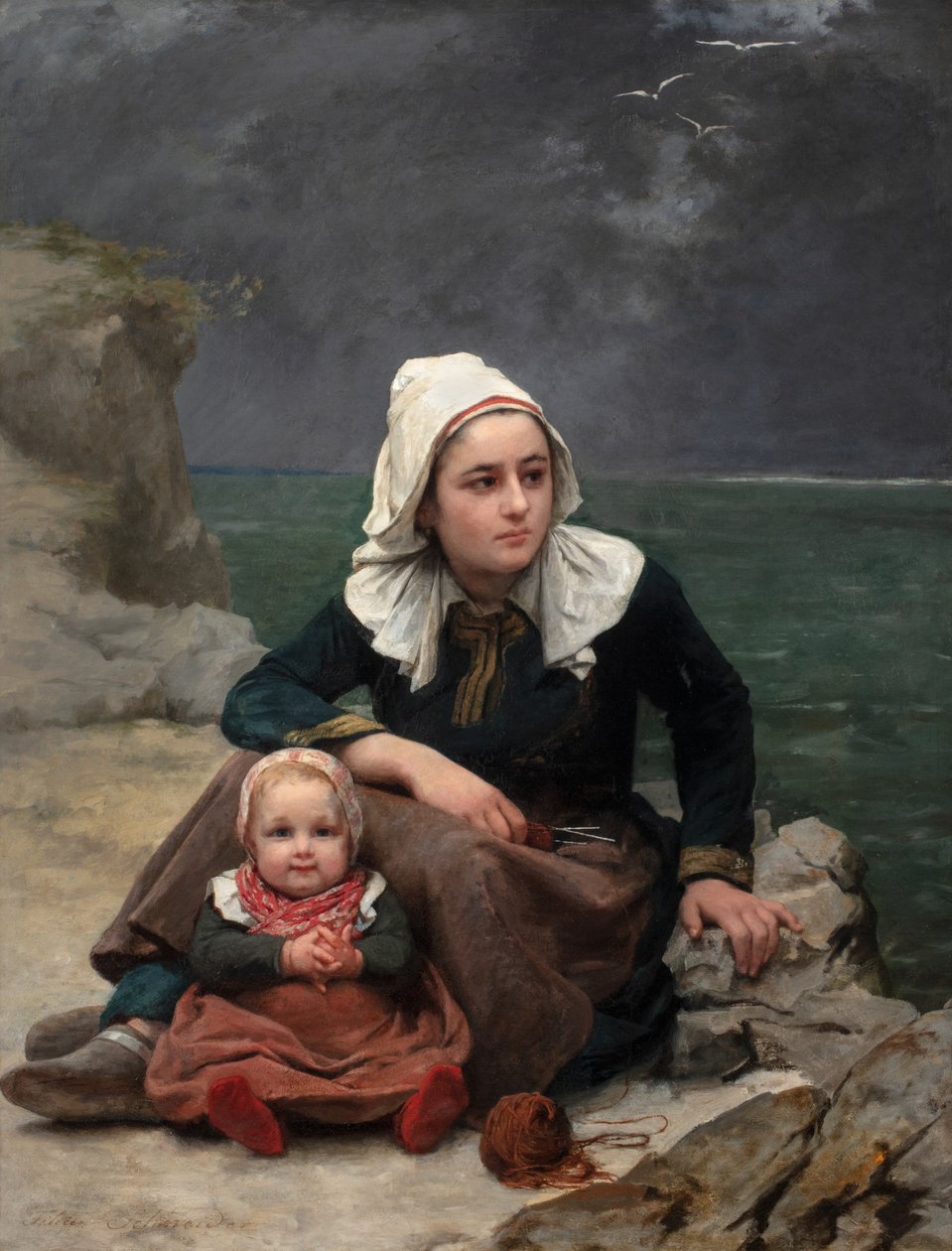 Le Grain (The Squall), ca. 1871-81 (olie på lærred) af Félicie (1831 88) Schneider