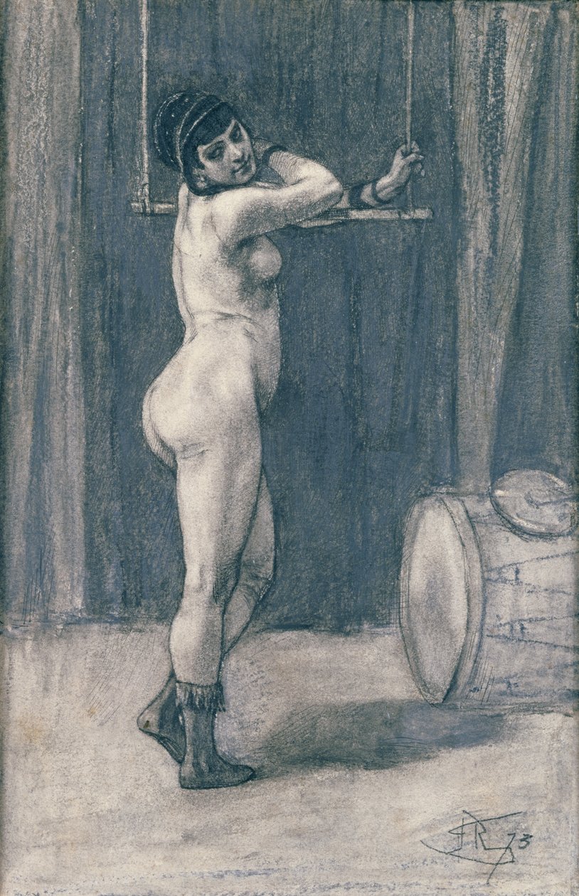 Kvinde med trapez (pastel) af Félicien Rops