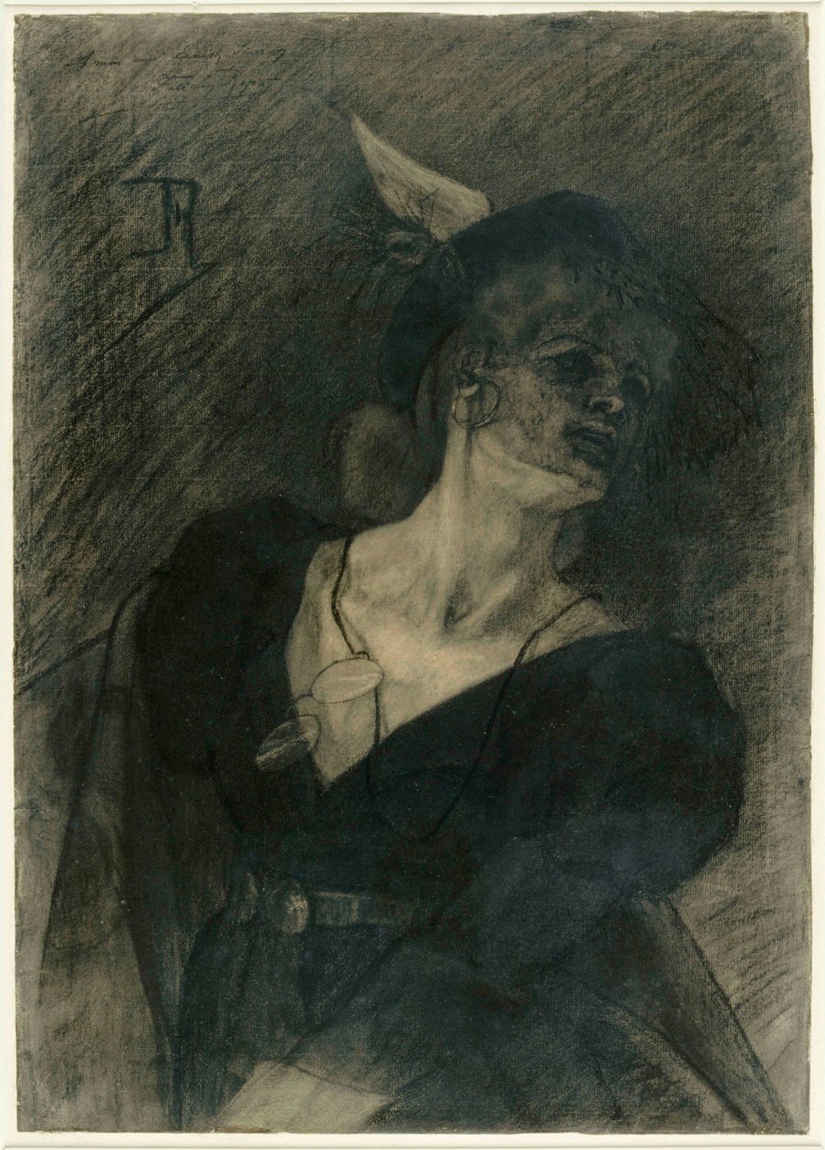 Kvinden med brillerne. Dame med en Lorgnette, ca. 1870. af Félicien Rops
