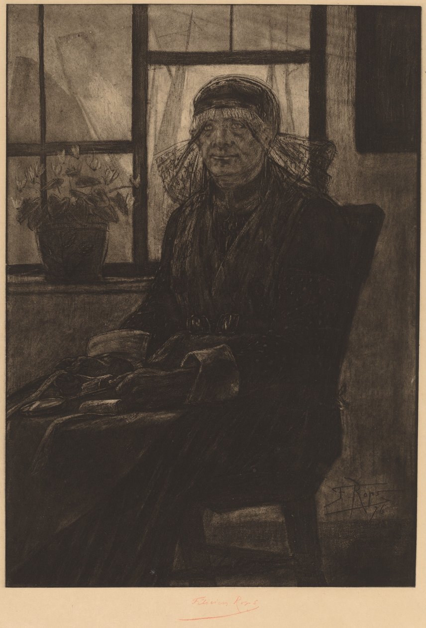 Kniplingevurderingsmand The Expert in Laces, 1876. af Félicien Rops