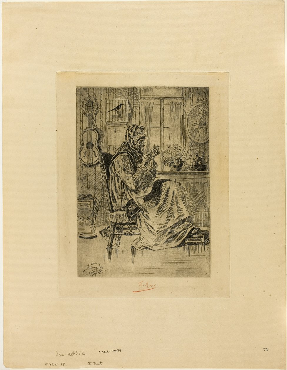 Gammel kvinde med nål af Félicien Rops