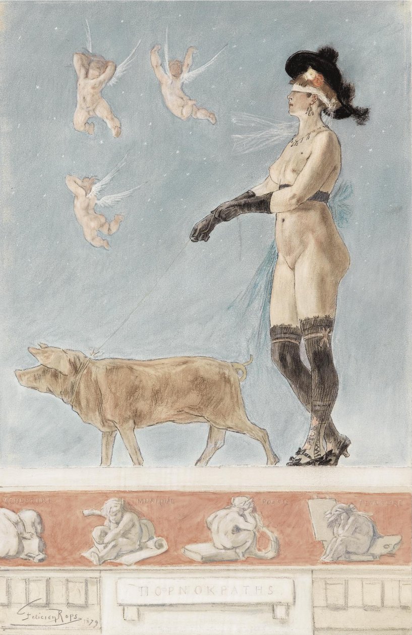 Pornokrates La Dame au cochon af Félicien Rops
