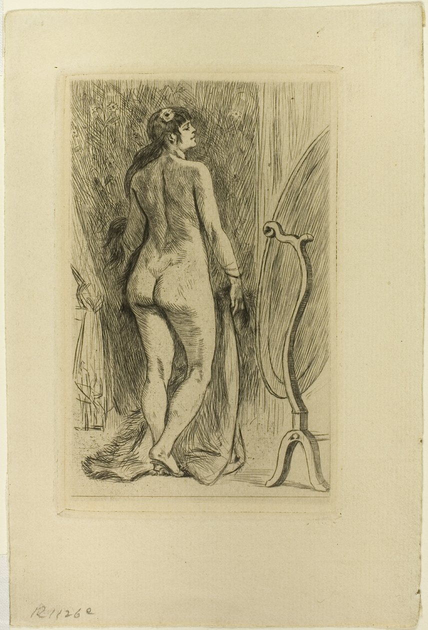 Stående kvinde med en pels af Félicien Rops
