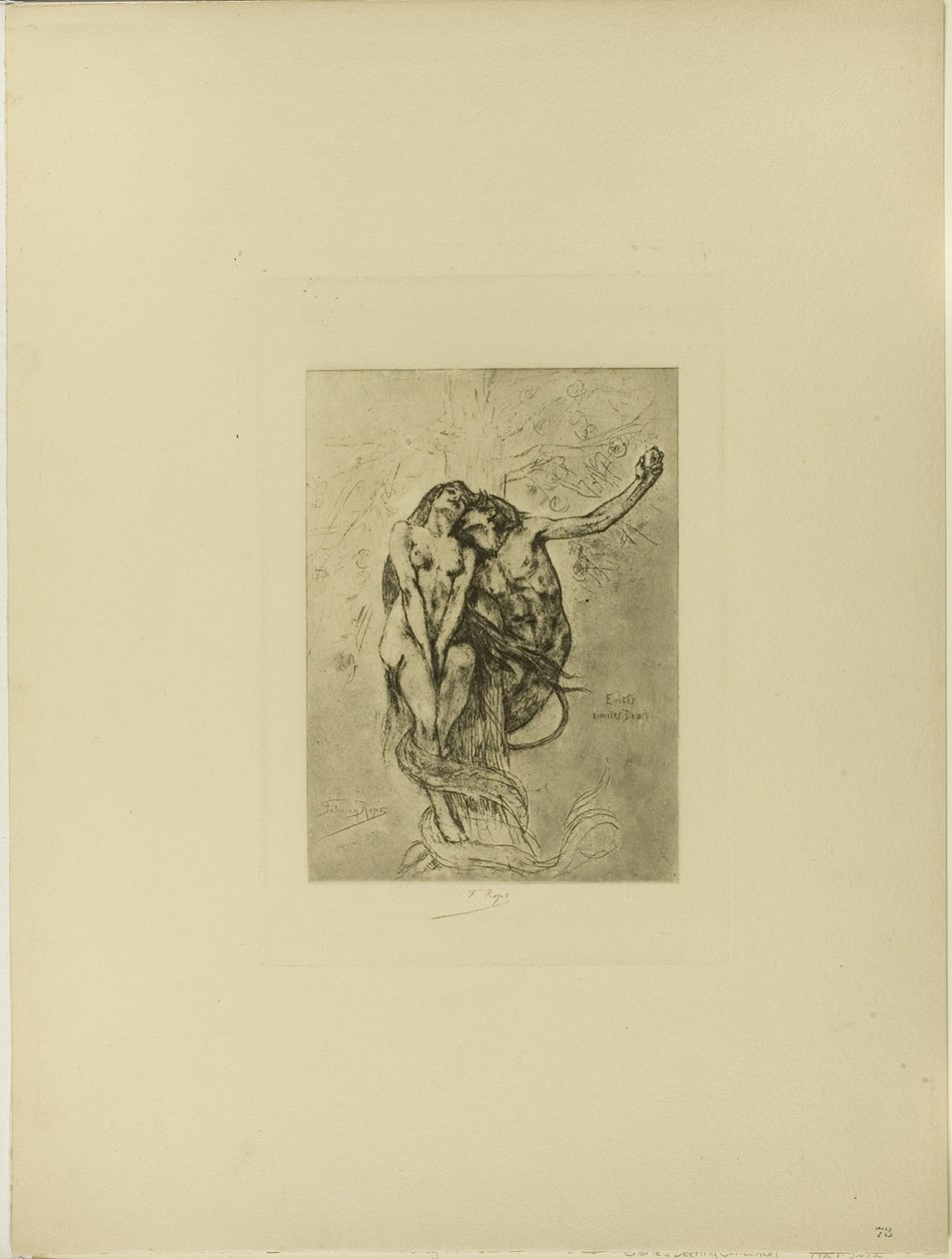 Fristelsen eller æblet af Félicien Rops
