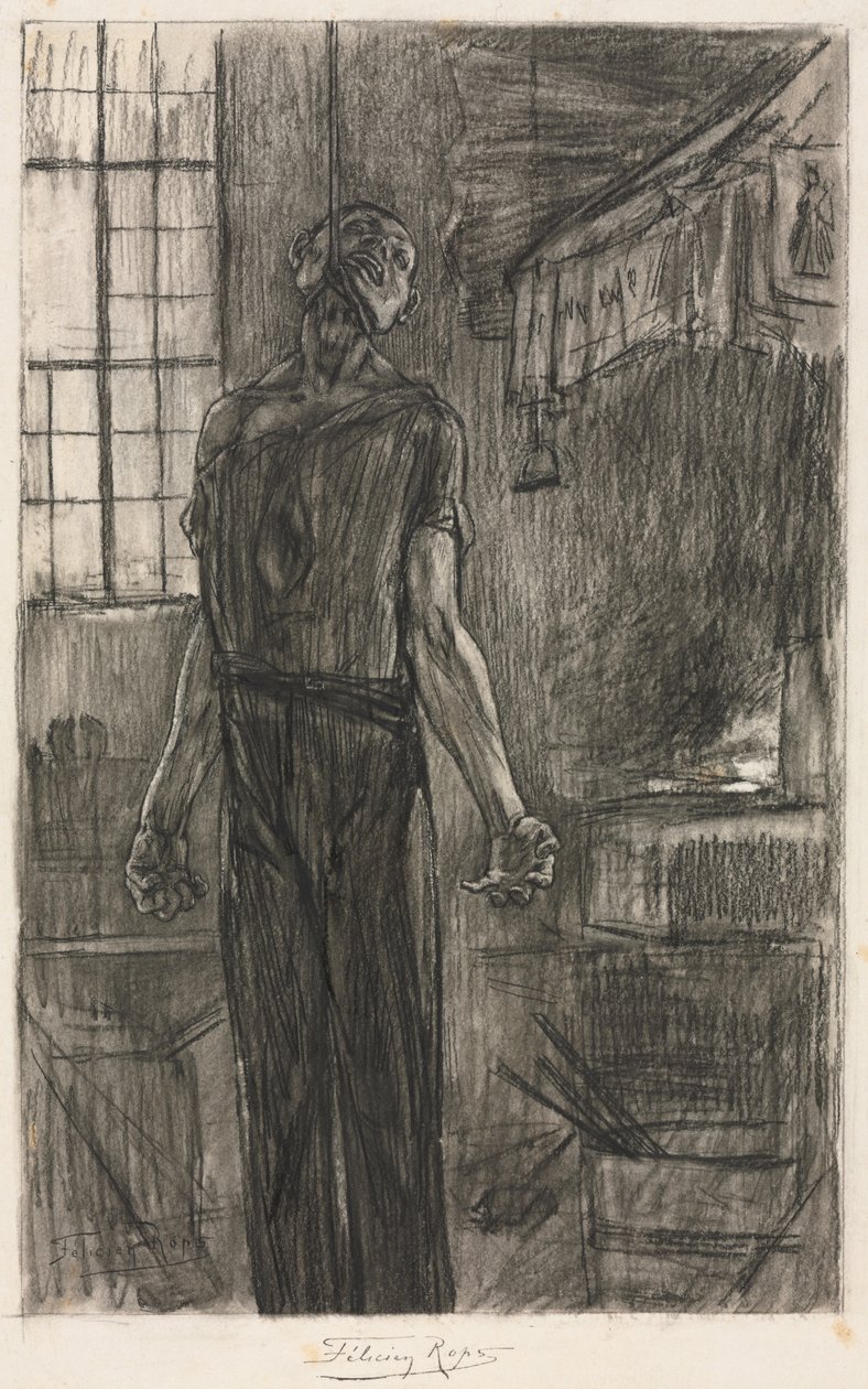 Den hængte mand i smedjen af Félicien Rops