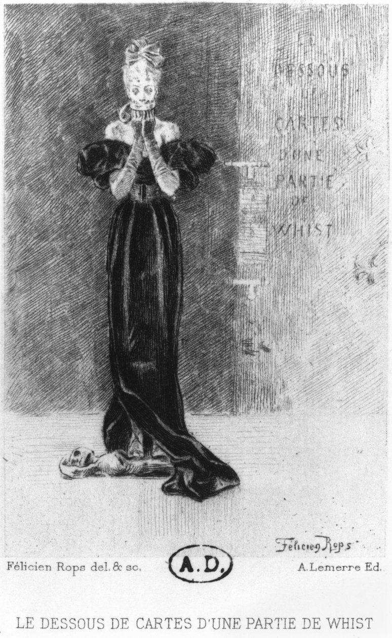 "Den skjulte side af et whistparti", illustration fra "Les Diaboliques" af Jules Amedee Barbey d