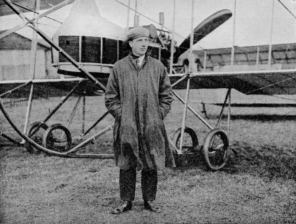 London-Manchester Air Race: Mr Jack Alcock og hans Maurice Farman biplan, 1914 1934 af Flight Photo