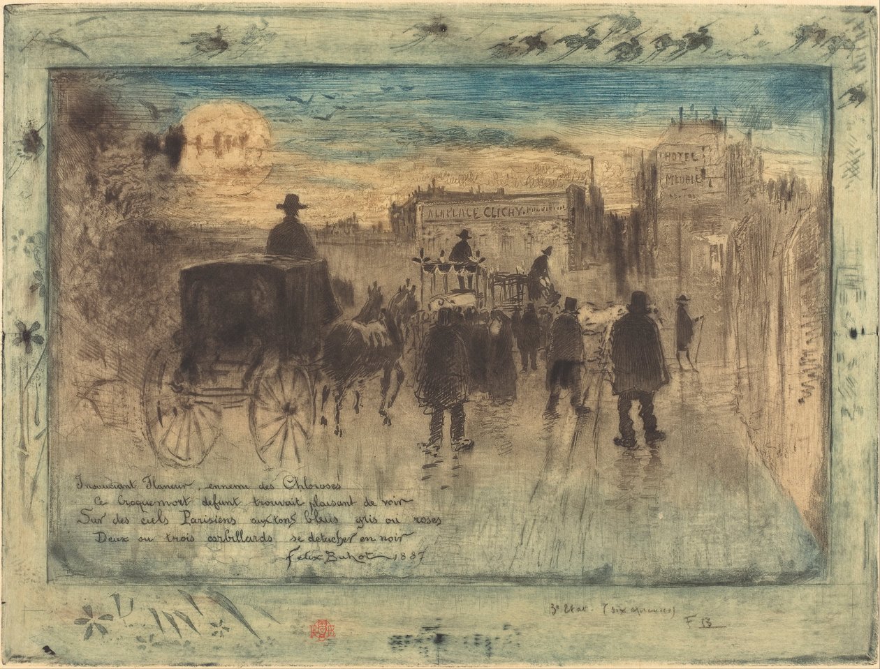 Begravelsesprocess på Boulevard de Clichy af Felix Hilaire Buhot