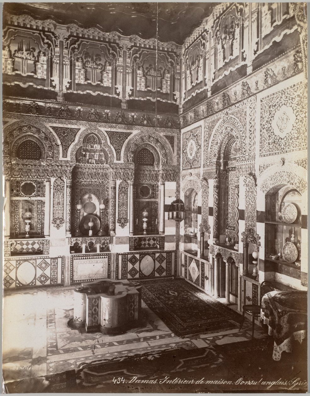 Damaskus. Hus interiør. Britisk konsul (Syrien) af Félix Bonfils