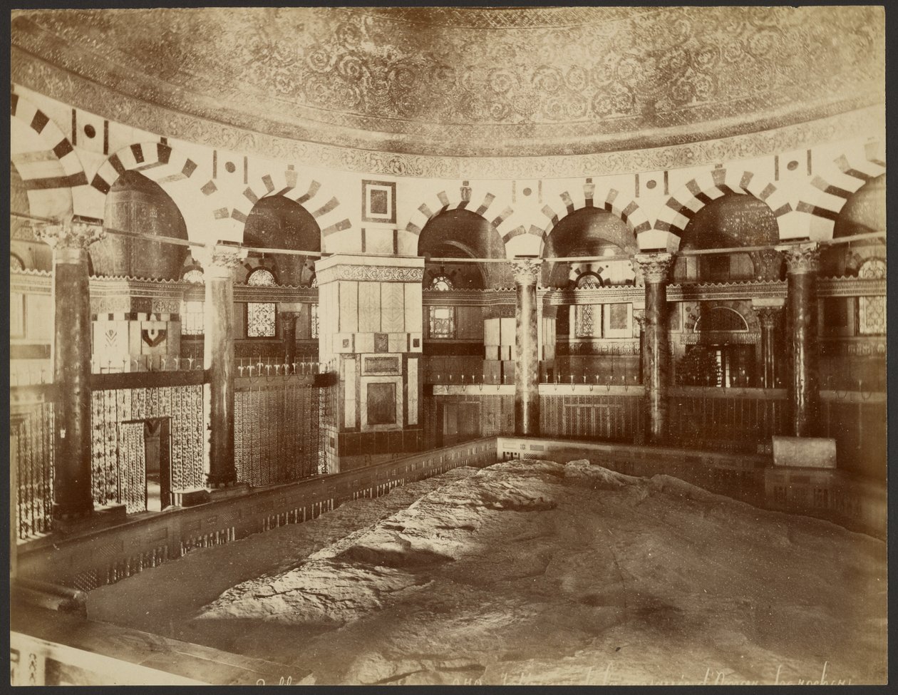 Interiør, Klippemoskeen, Jerusalem af Félix Bonfils