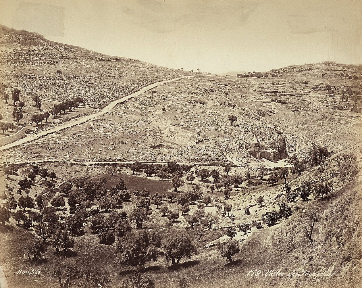 Panoramaudsigt over Cedrondalen eller Josafat i udkanten af Jerusalem af Félix Bonfils