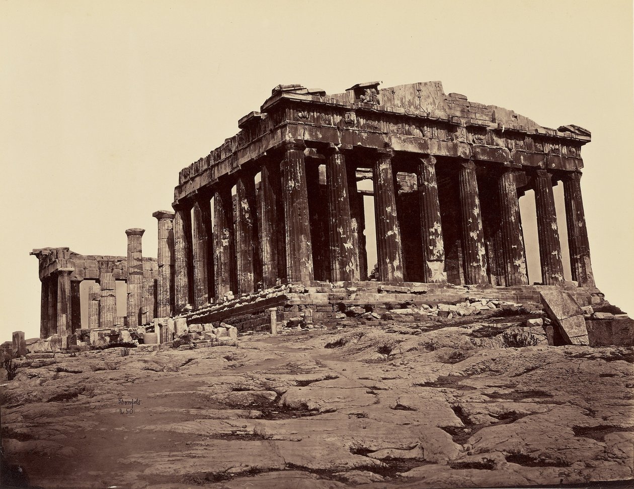 Parthenon, pris des propylees - Athenes. [Fra nord - vest] af Félix Bonfils