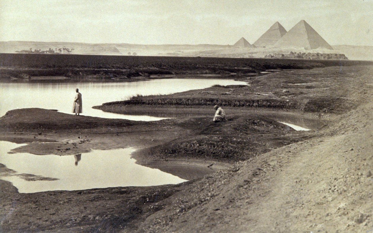 Pyramiderne i Giza, ca. 1880 (s/h-foto) af Félix Bonfils