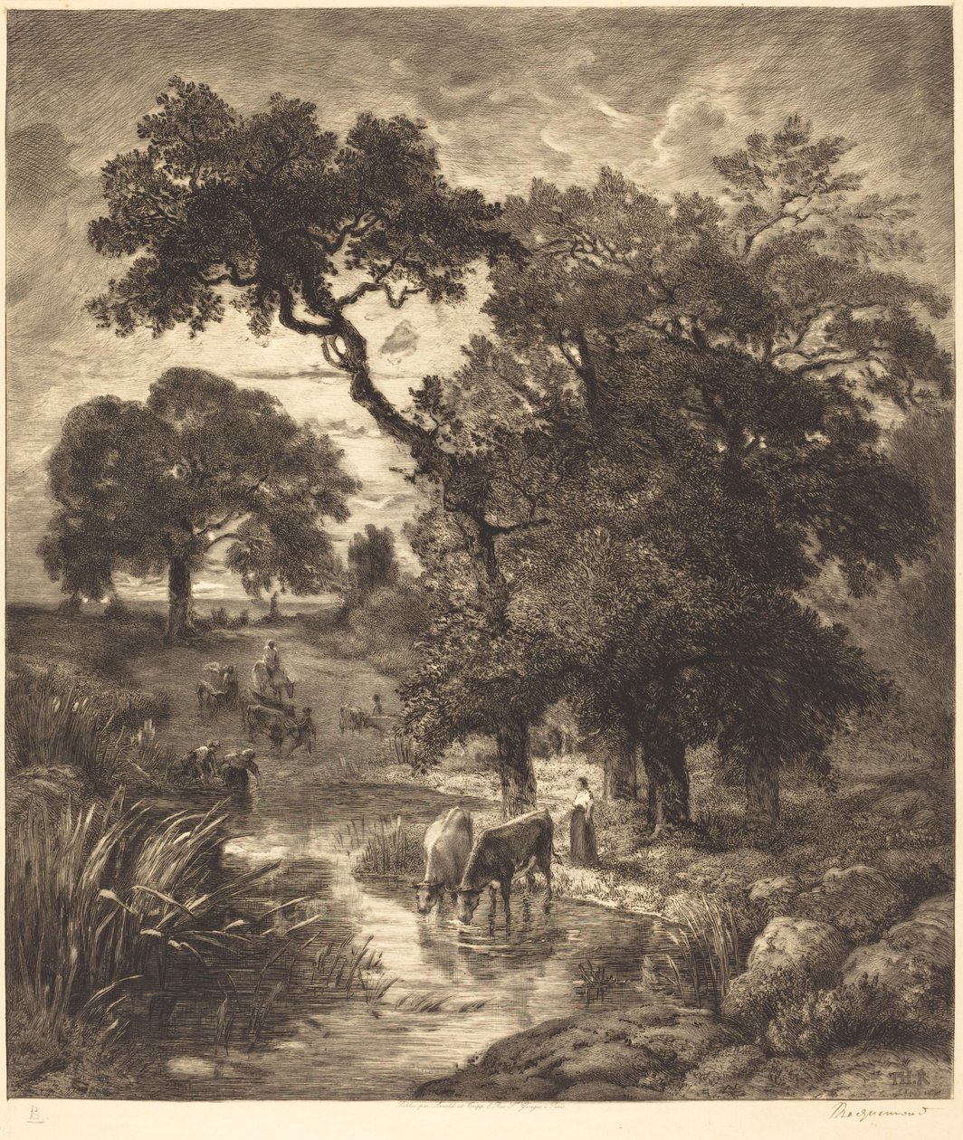 Aften af Félix Bracquemond after Théodore Rousseau