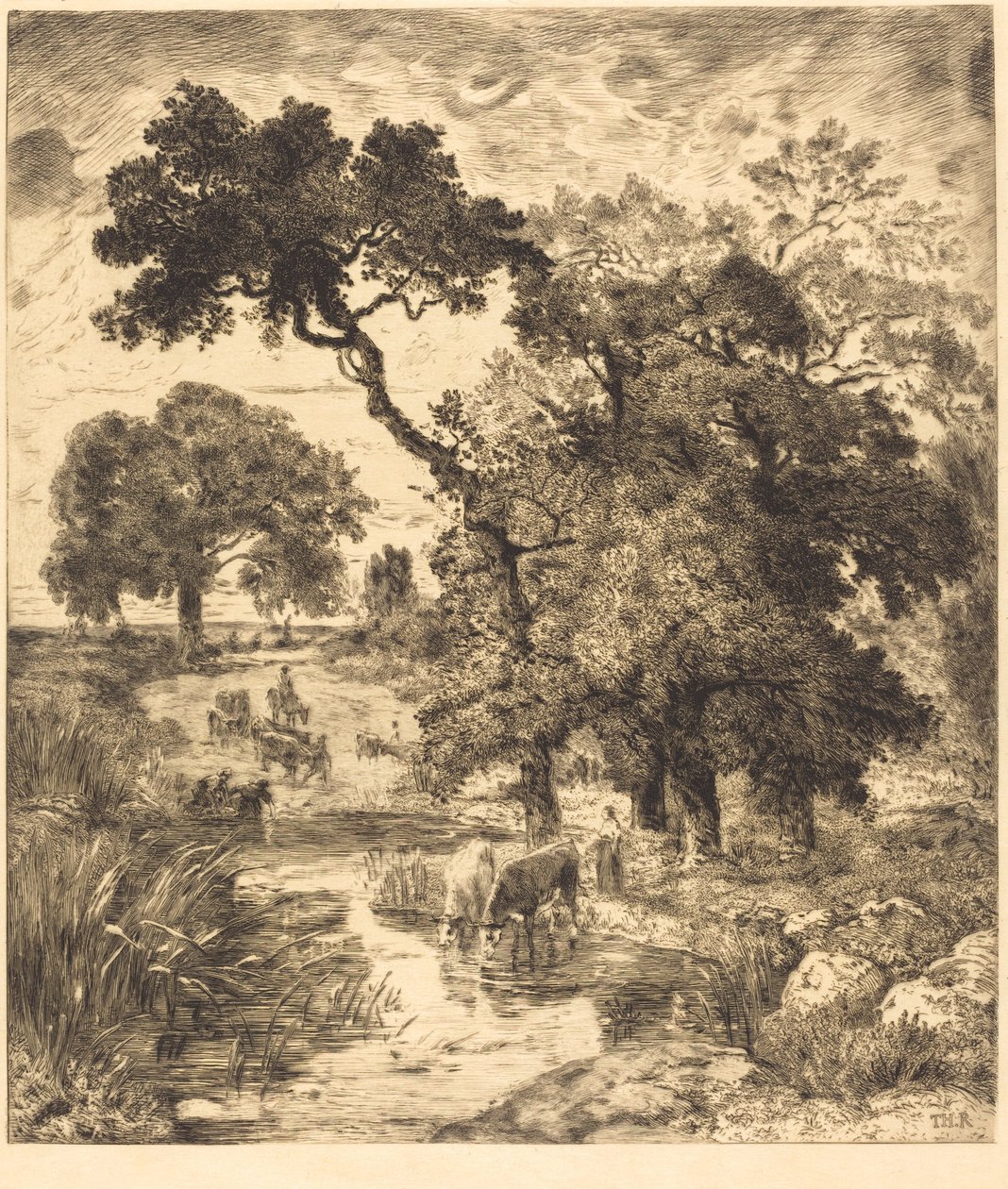 Aften af Félix Bracquemond after Théodore Rousseau