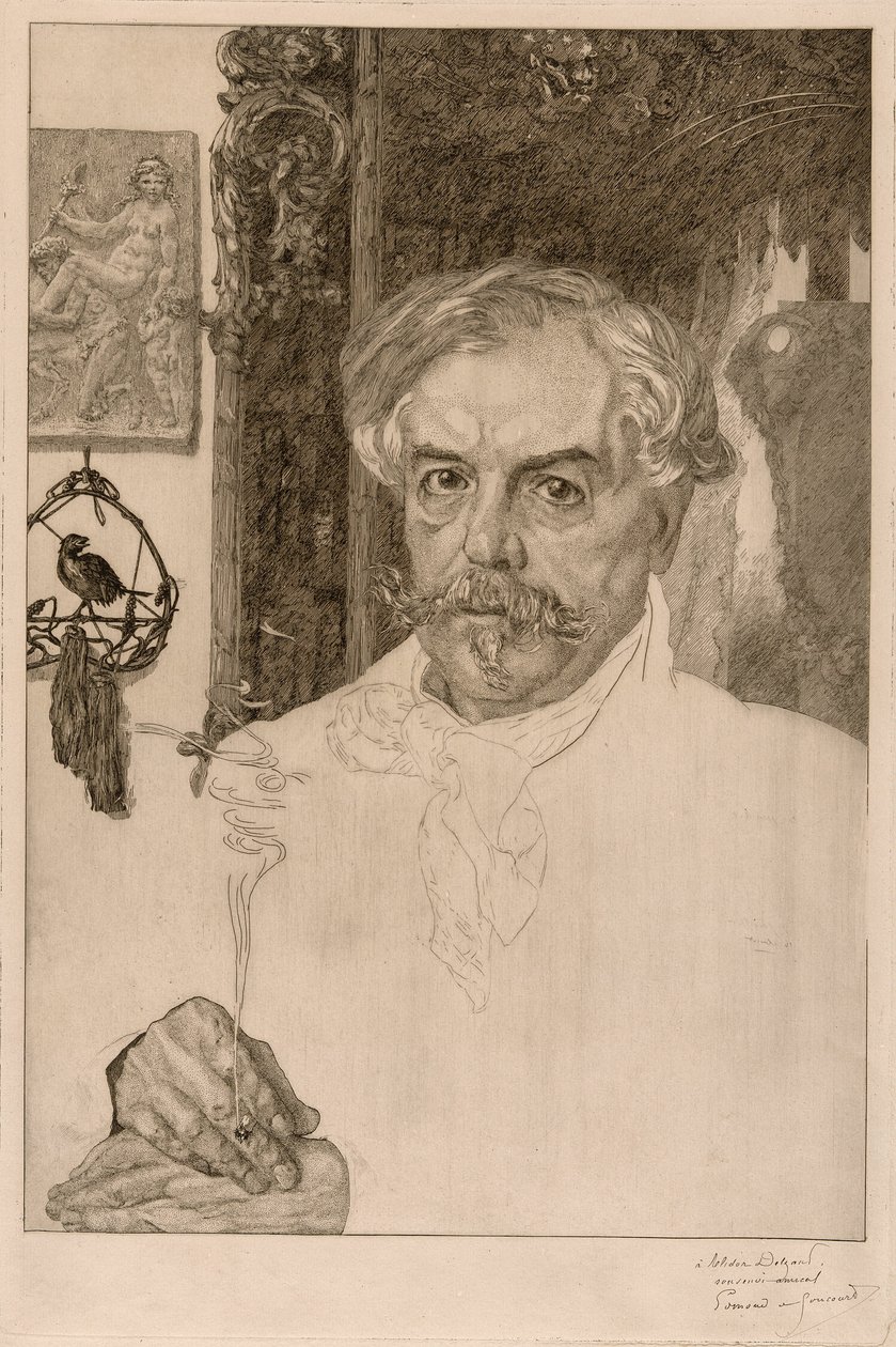 Portræt af Edmond de Goncourt af Félix Henri Bracquemond