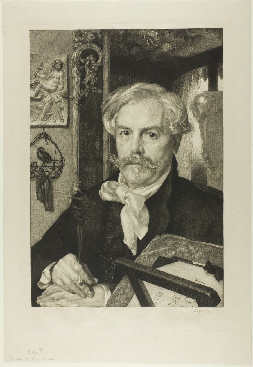 Portræt af Edmond de Goncourt af Félix Henri Bracquemond