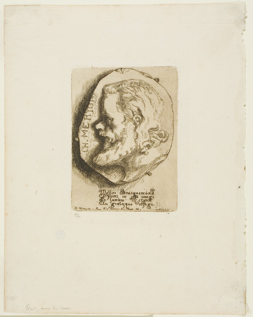 Profilportræt af Charles Meryon af Félix Henri Bracquemond