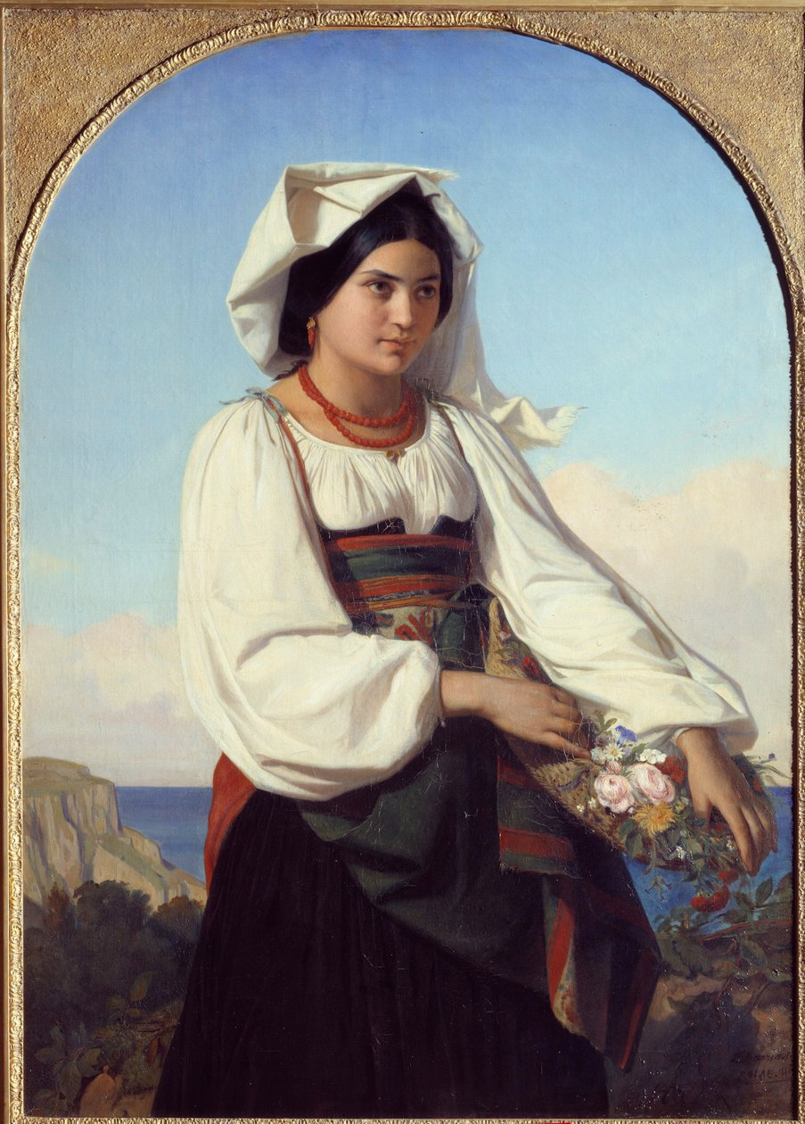 Ung pige iført blomster Maleri af Felix Joseph Barrias (1822-1907) 1846 Nantes, Musee des Beaux Arts af Félix Joseph Barrias