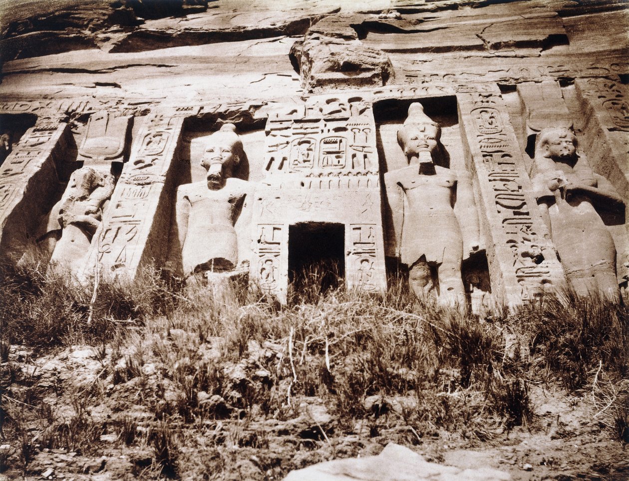 Abou-Semblil, Petit Speos, den centrale del af facaden, ca. 1853-54 af Félix Teynard