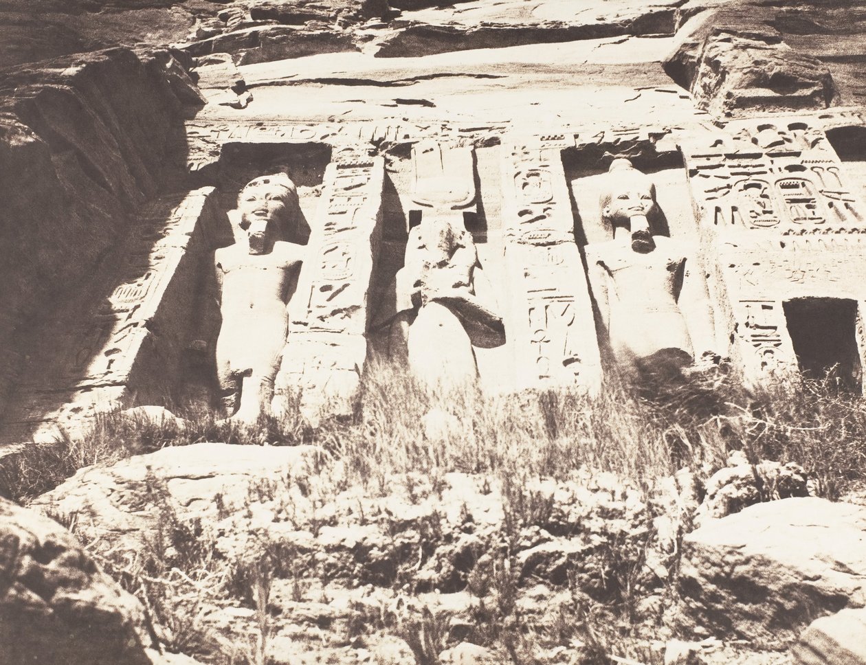 Abou-Sembil, Petit Spéos - Venstre side af facaden, 1851-52, trykt 1853-54. af Félix Teynard