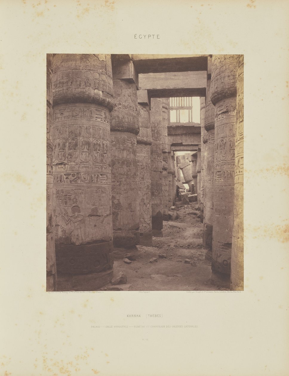 Karnak (Theben). Palads - Hypostyle Hall - Tværgående udsigt fra punkt K af Félix Teynard