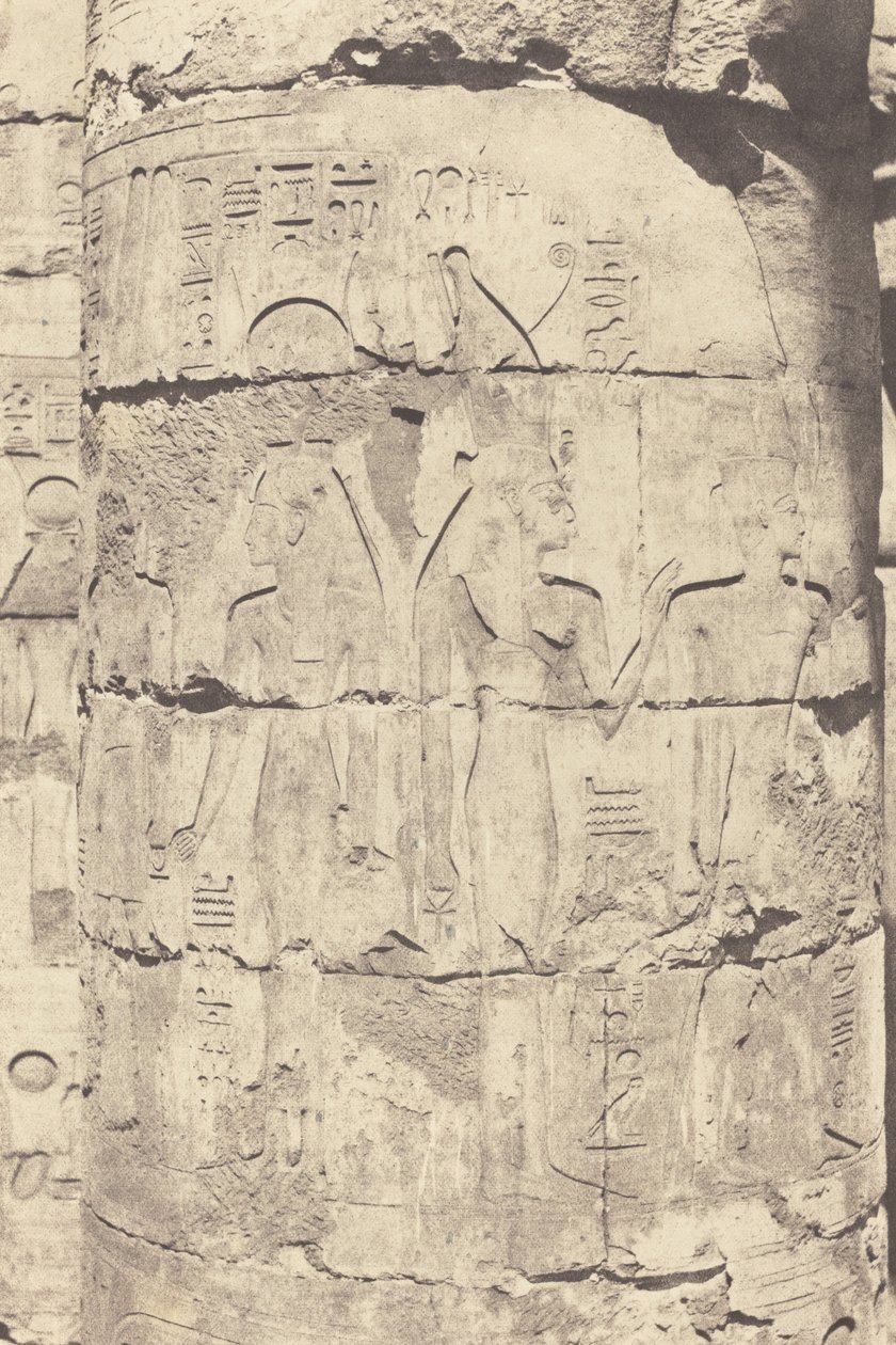 Karnak Theben, Palace--Hypostyle Hall--Central Colonnade--Decoration of a Fut, 1853. af Félix Teynard
