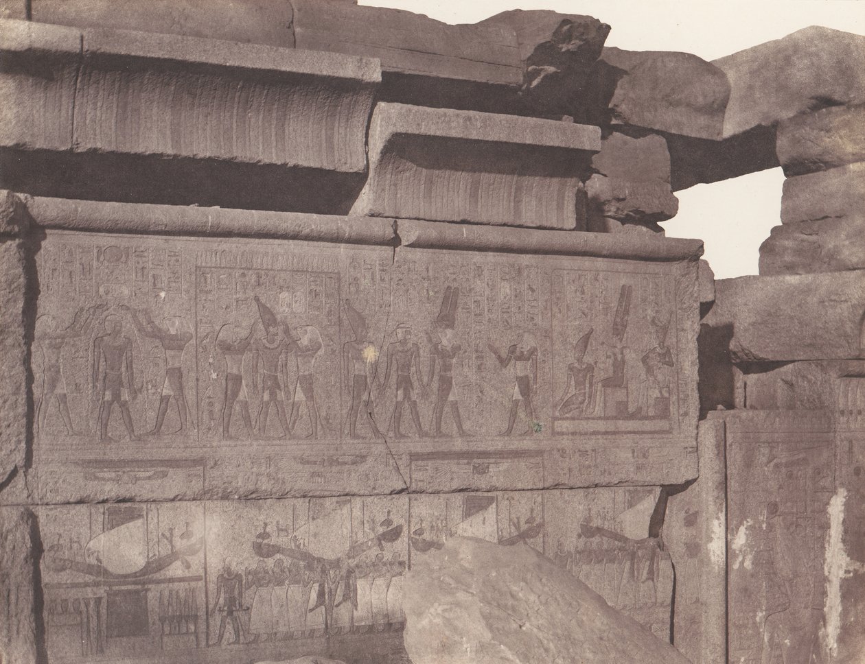 Karnak Theben, palads - konstruktion af granit - udskåret dekoration..., 1851-52, trykt 1853-54. af Félix Teynard