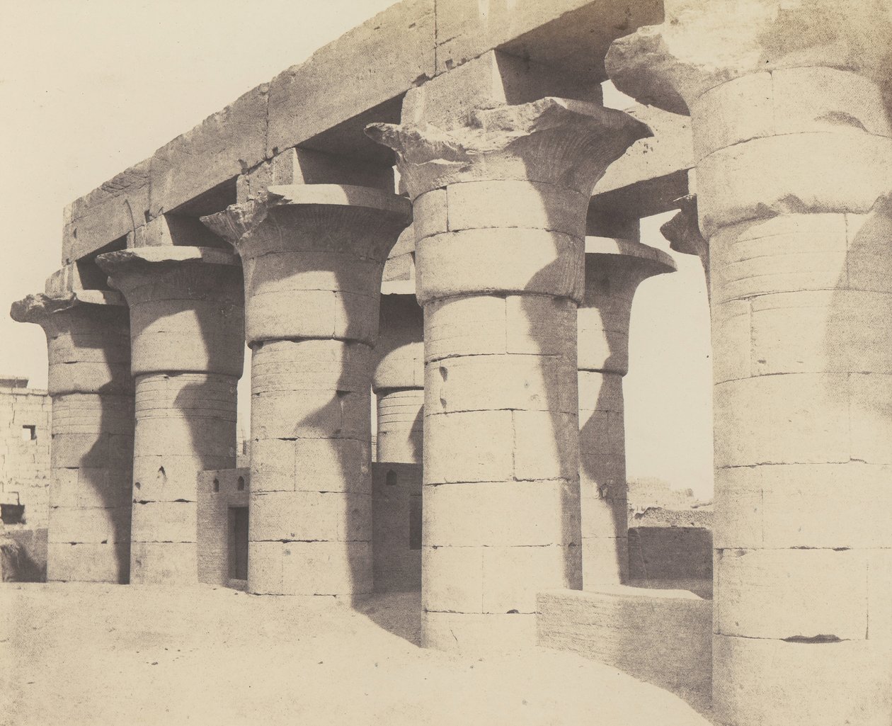 Louksor Thèbes. Construction Centrale - Grande Colonnade, 1851-52, trykt 1853-54. af Félix Teynard