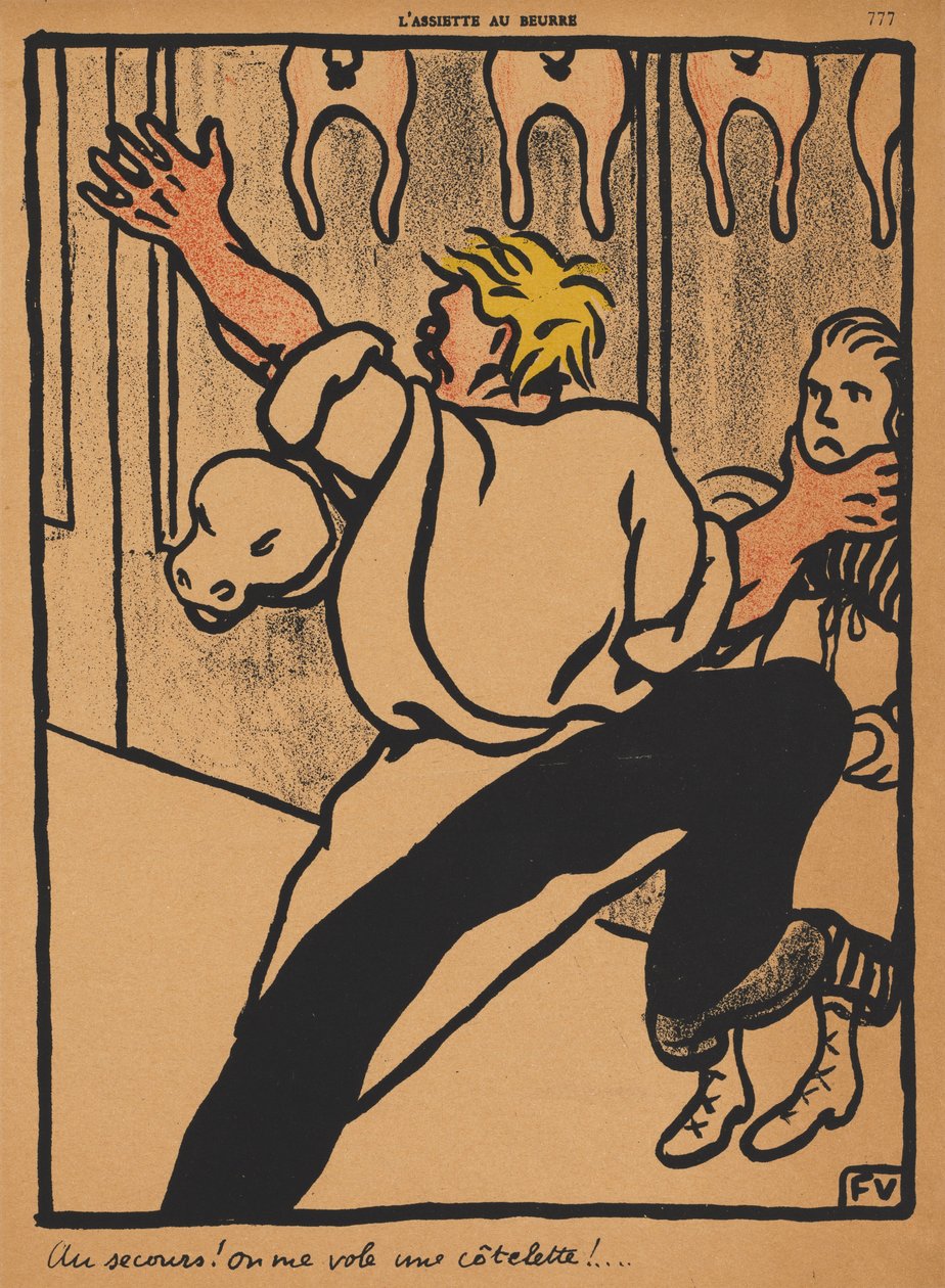 Forbrydelser og straffe XX, 777: Hjælp! Min kotelet bliver stjålet! af Félix Vallotton