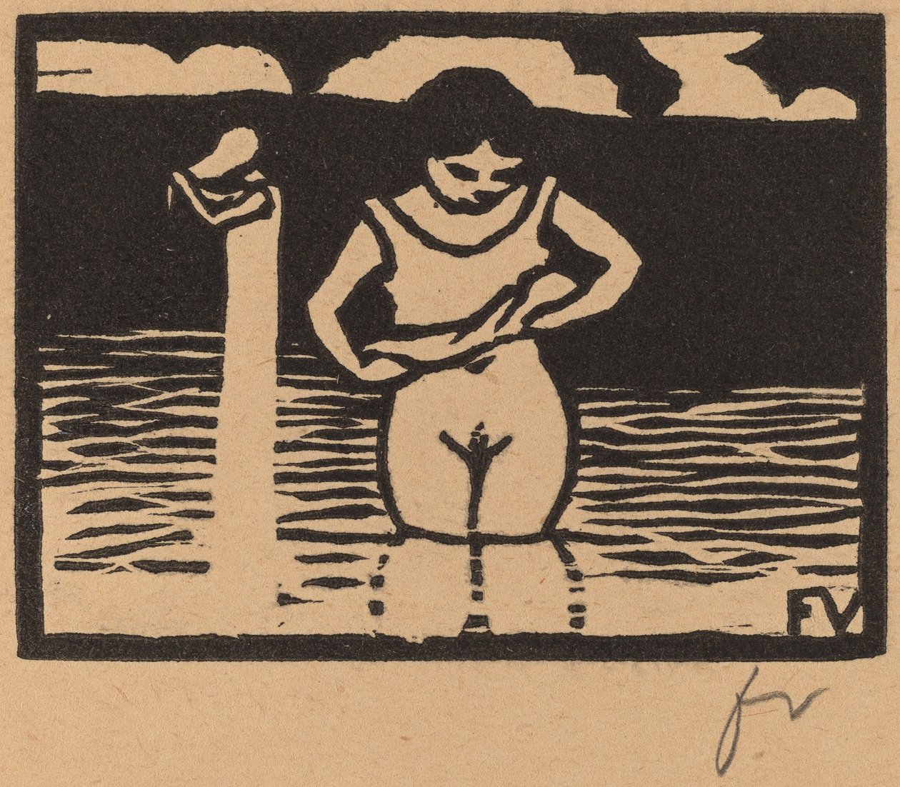 Pige løfter sin skjorte af Félix Vallotton