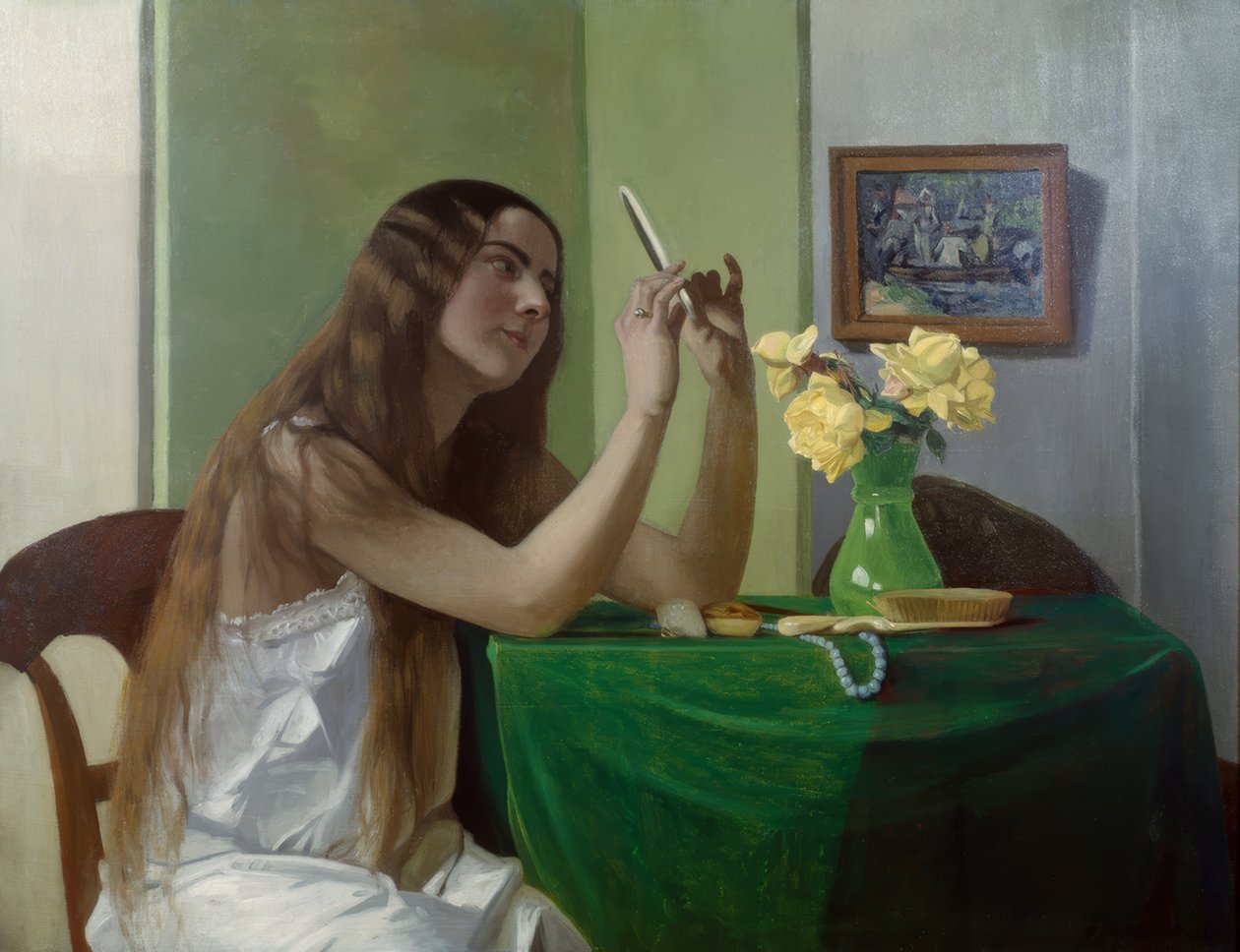 Ung pige med spejl af Félix Vallotton