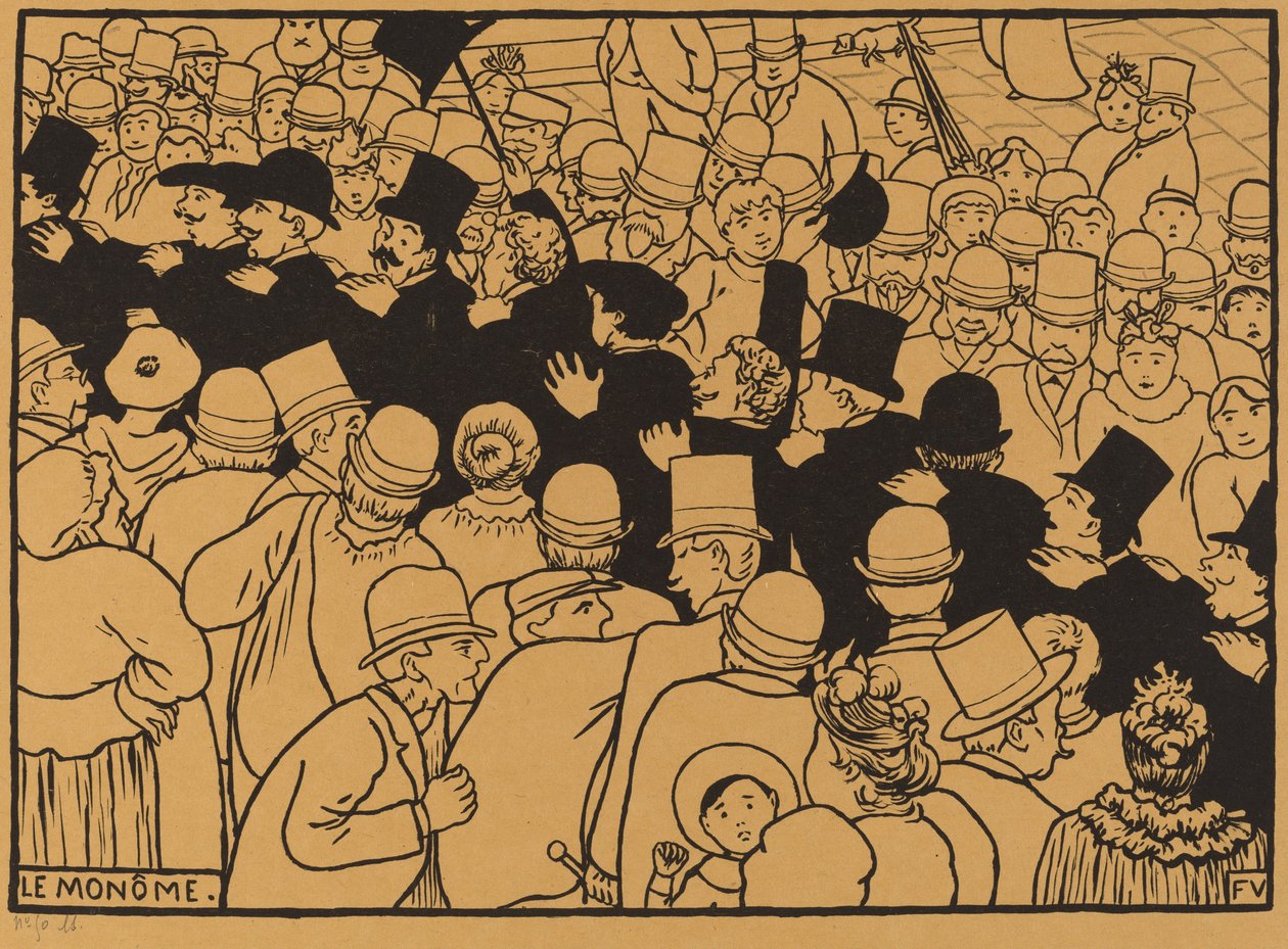 Le Monôme paraderer gennem gaderne i enkelt fil, 1893. af Félix Vallotton