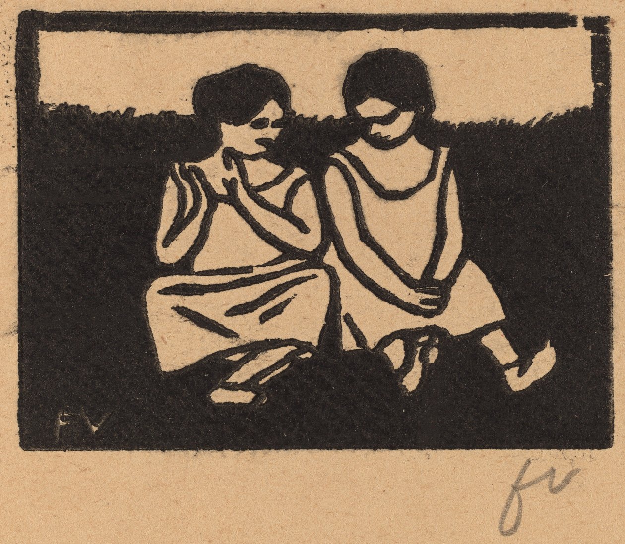 To Piger i Chemises af Félix Vallotton