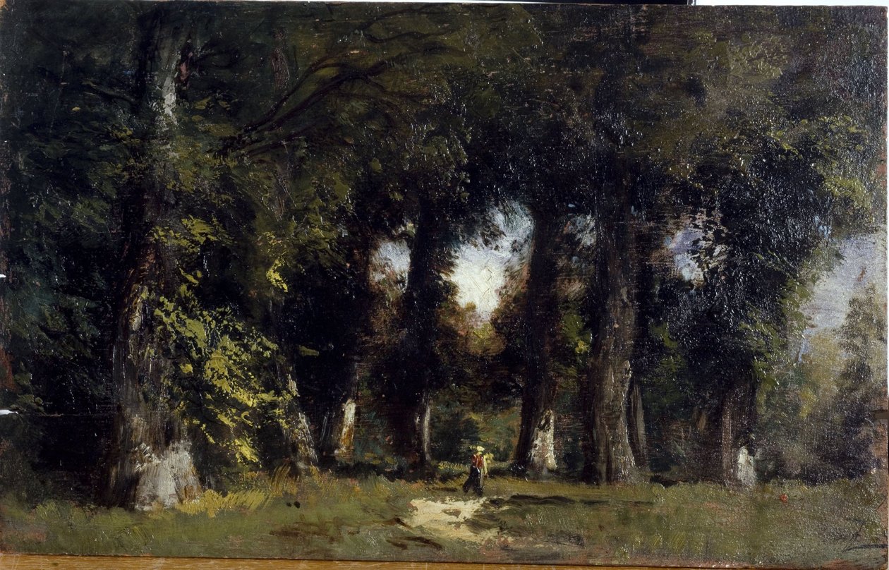 Skovbryn (forside), Animeret landskab (bagside), mellem 1850 og 1860 (olie på træ) af Félix Ziem